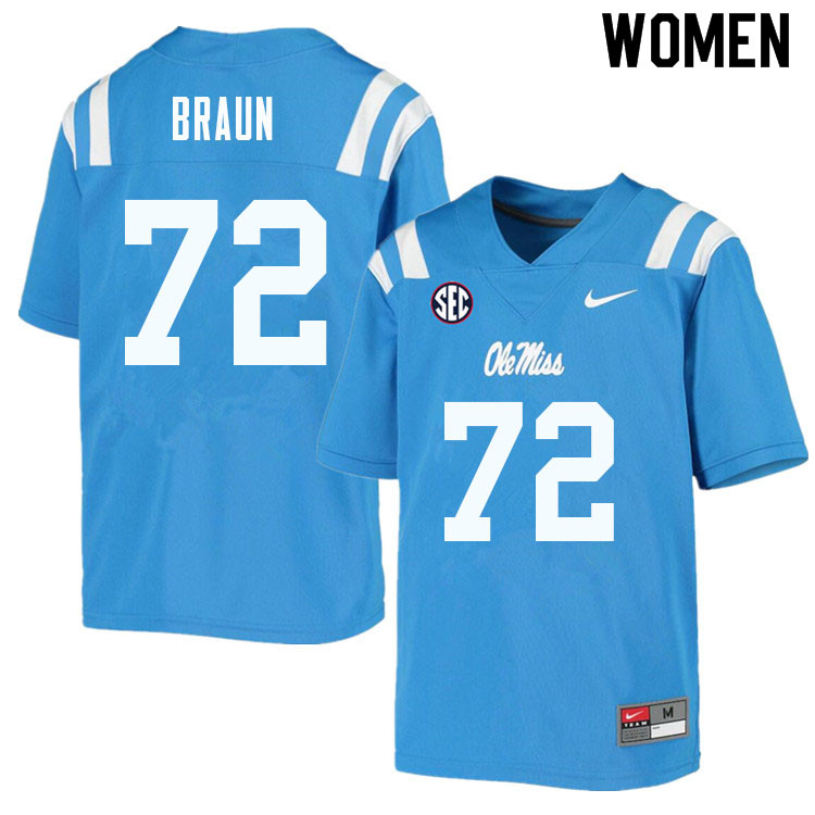 Tobias Braun Ole Miss Rebels NCAA Women's Powder Blue #72 Stitched Limited College Football Jersey IYJ8658TF